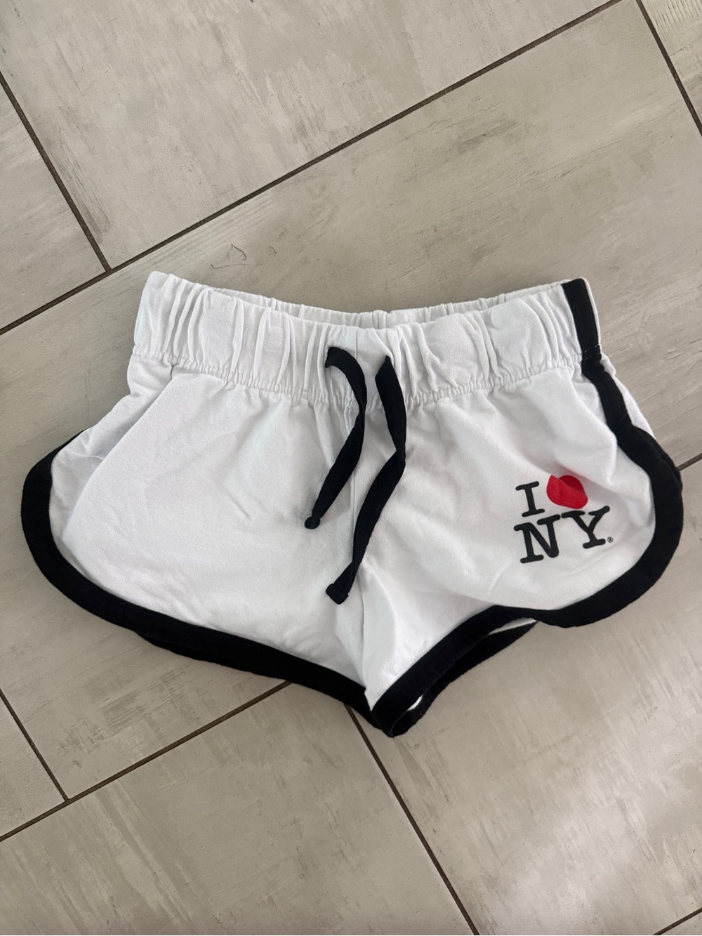 I ♥ NY White Runner Shorts with Black Trim WOMENS SIZE S